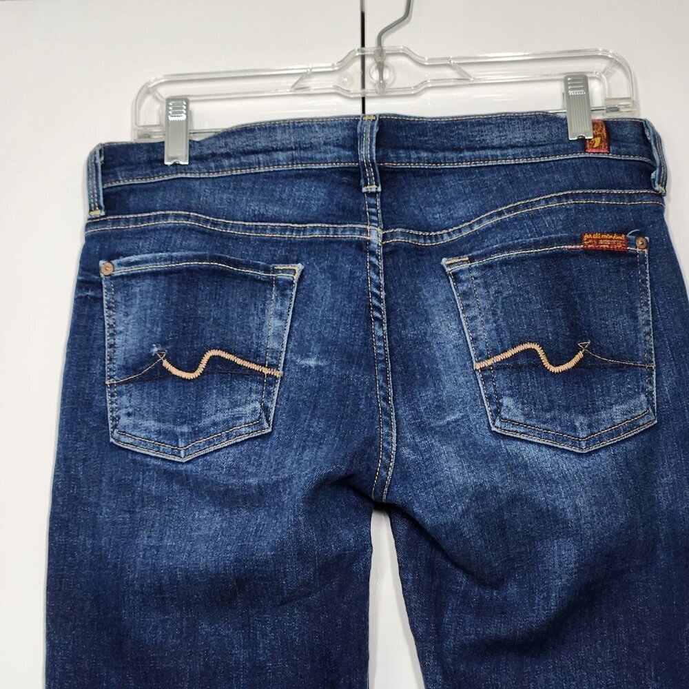7 For All Mankind Straight Leg Dark Blue Wash Jeans Women's Size 29 - Picture 5 of 7
